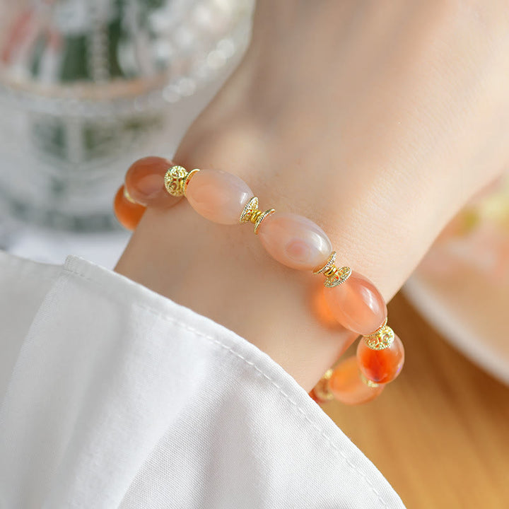 Buddha Stones Tibetan White Jade Agate Strength Confidence Bracelet - image 5