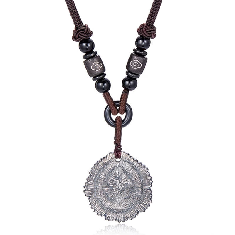 Buddha Stones 999 Sterling Silver Sophora Flavescens Cotton Rope Necklace Pendant - image 9