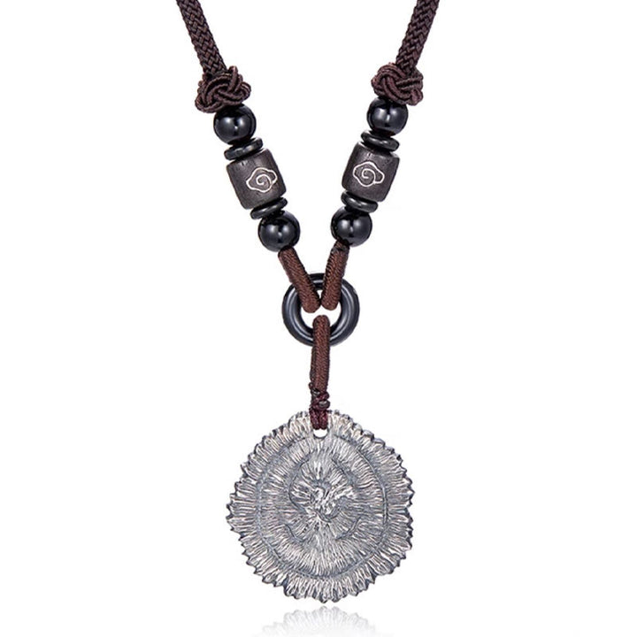Buddha Stones 999 Sterling Silver Sophora Flavescens Cotton Rope Necklace Pendant - image 9