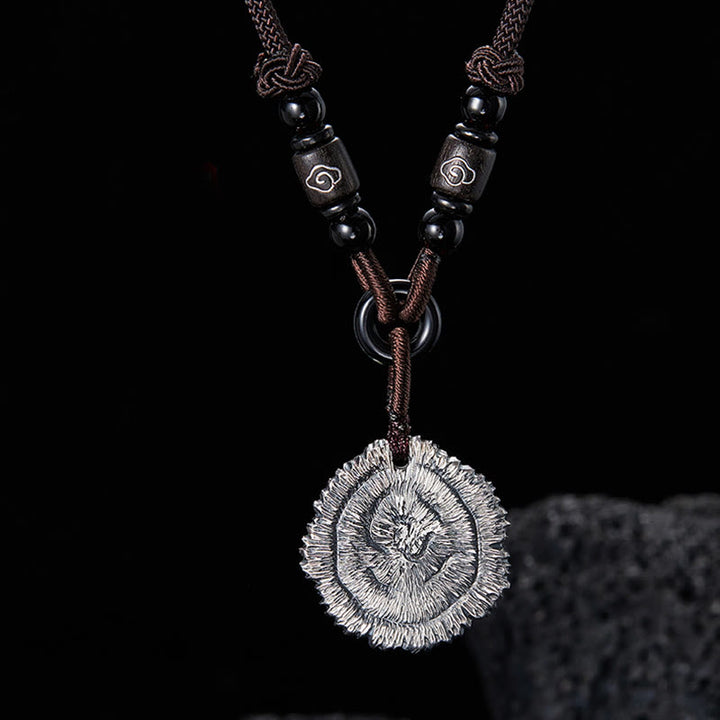 Buddha Stones 999 Sterling Silver Sophora Flavescens Cotton Rope Necklace Pendant - Sophora Flavescens(Handmade every product has slight different) - image 0