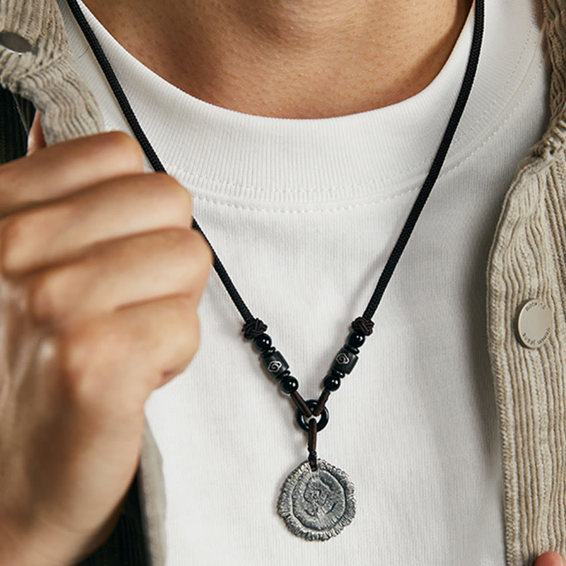 Buddha Stones 999 Sterling Silver Sophora Flavescens Cotton Rope Necklace Pendant - image 4