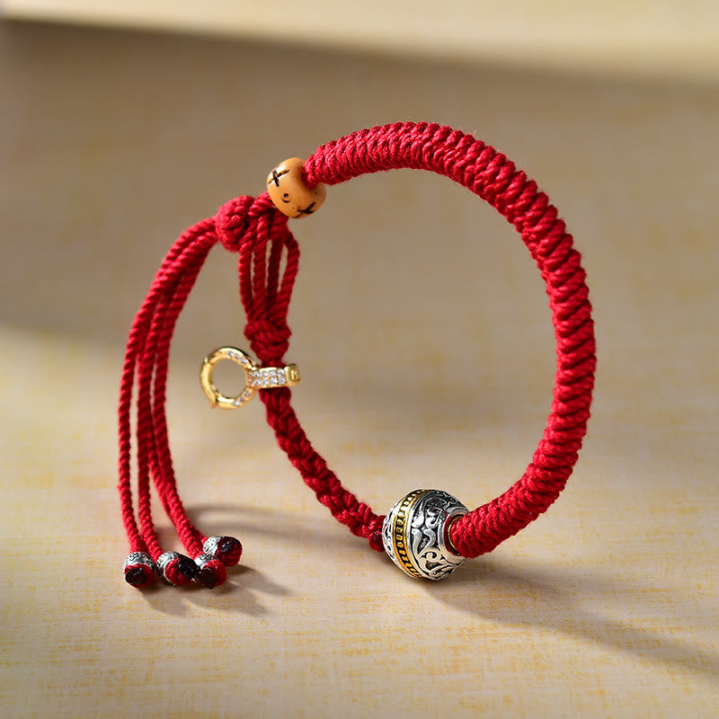 Buddha Stones Tibetan Thangka Green Silver Tara Zakiram Goddess Of Wealth Red Braid String Luck Bracelet - image 2