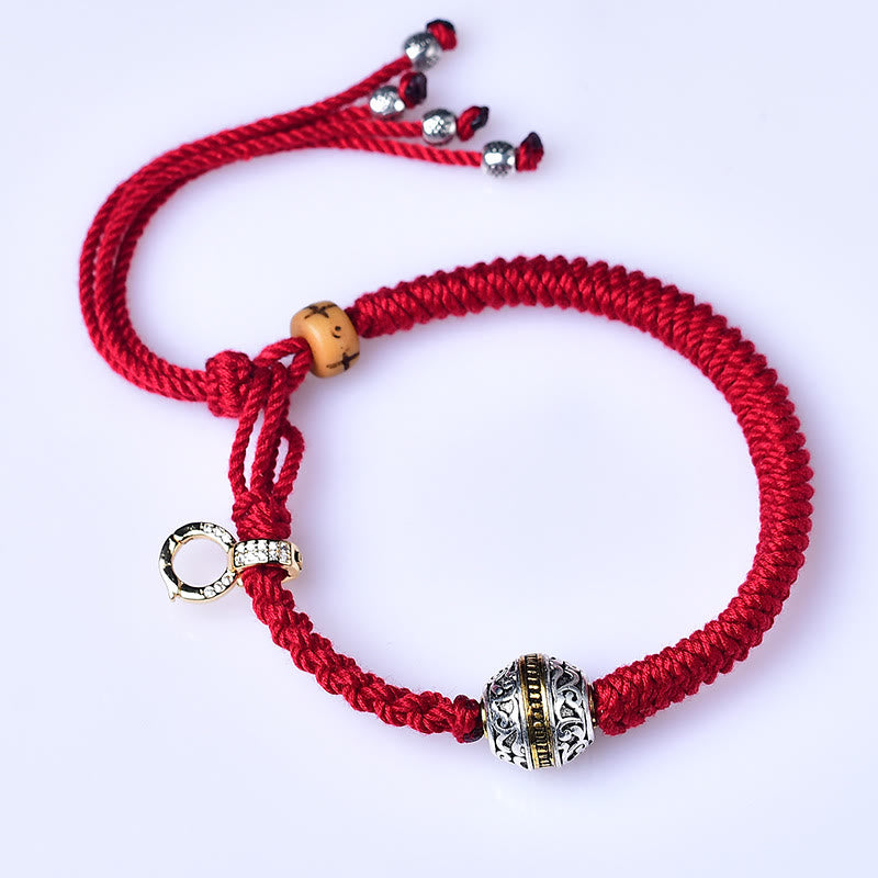 Buddha Stones Tibetan Thangka Green Silver Tara Zakiram Goddess Of Wealth Red Braid String Luck Bracelet - image 4