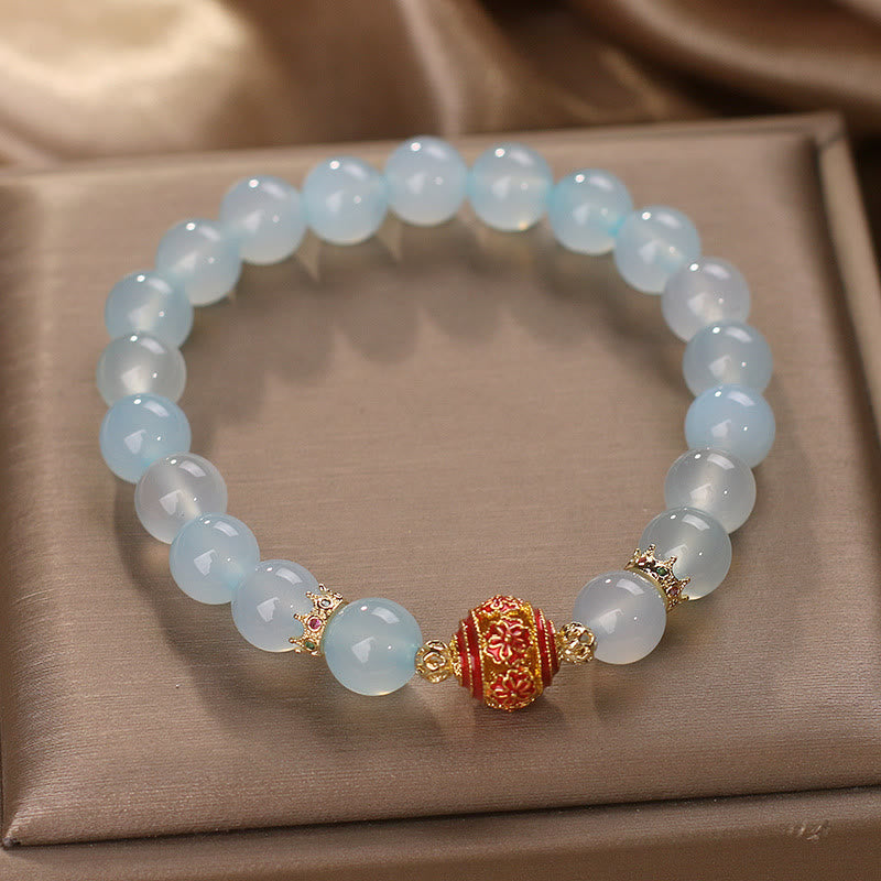Buddha Stones Natural Aquamarine Flower Bead Healing Bracelet - image 1