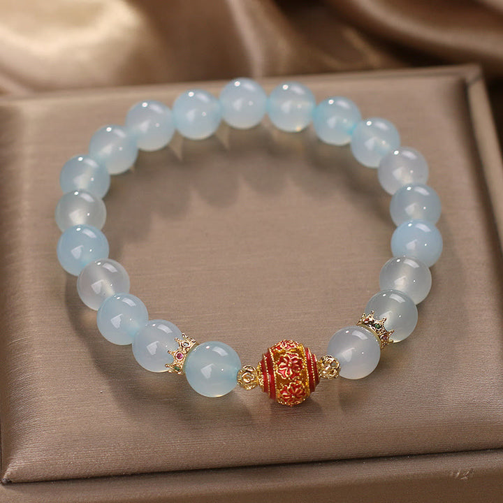 Buddha Stones Natural Aquamarine Flower Bead Healing Bracelet - image 1