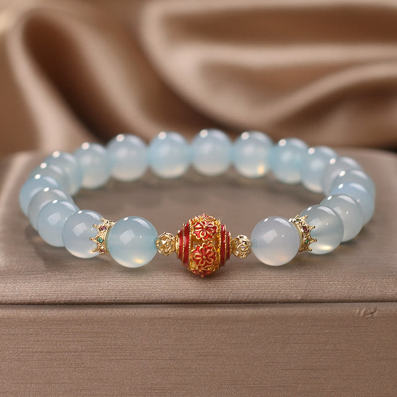 Buddha Stones Natural Aquamarine Flower Bead Healing Bracelet - Aquamarine(Wrist Circumference 14-17cm) - image 0