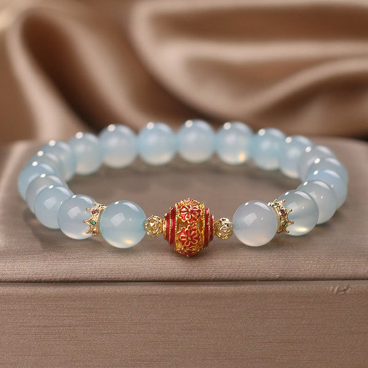 Buddha Stones Natural Aquamarine Flower Bead Healing Bracelet - Aquamarine(Wrist Circumference 14-17cm) - image 0