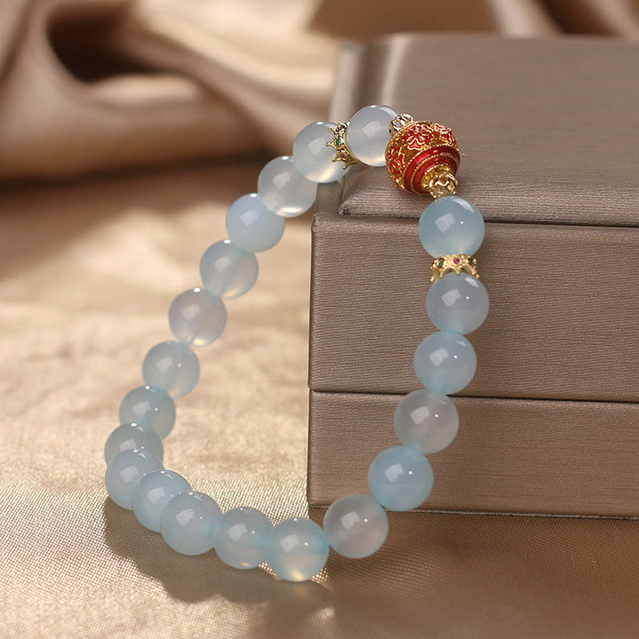 Buddha Stones Natural Aquamarine Flower Bead Healing Bracelet - image 3