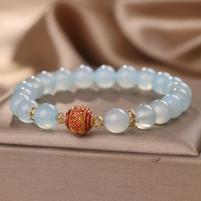 Buddha Stones Natural Aquamarine Flower Bead Healing Bracelet - image 7