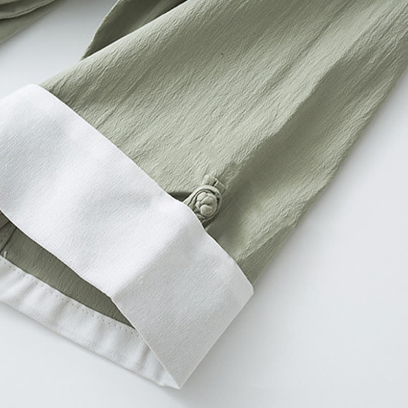 Buddha Stones Tang Frog-Button Three Quarter Sleeve Shirt Pants Men's Suit - image 9