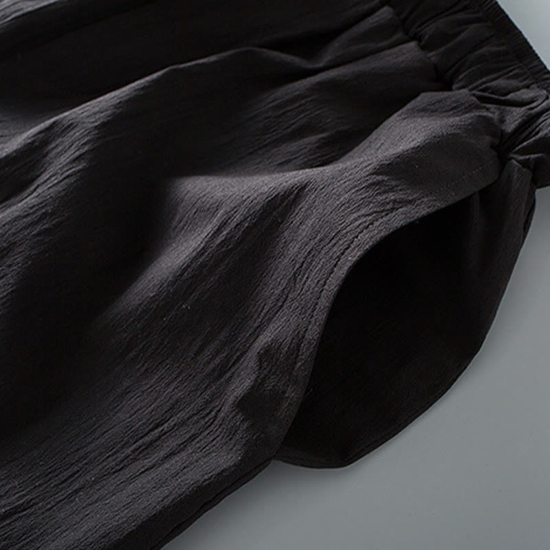 Buddha Stones Tang Frog-Button Three Quarter Sleeve Shirt Pants Men's Suit - image 13