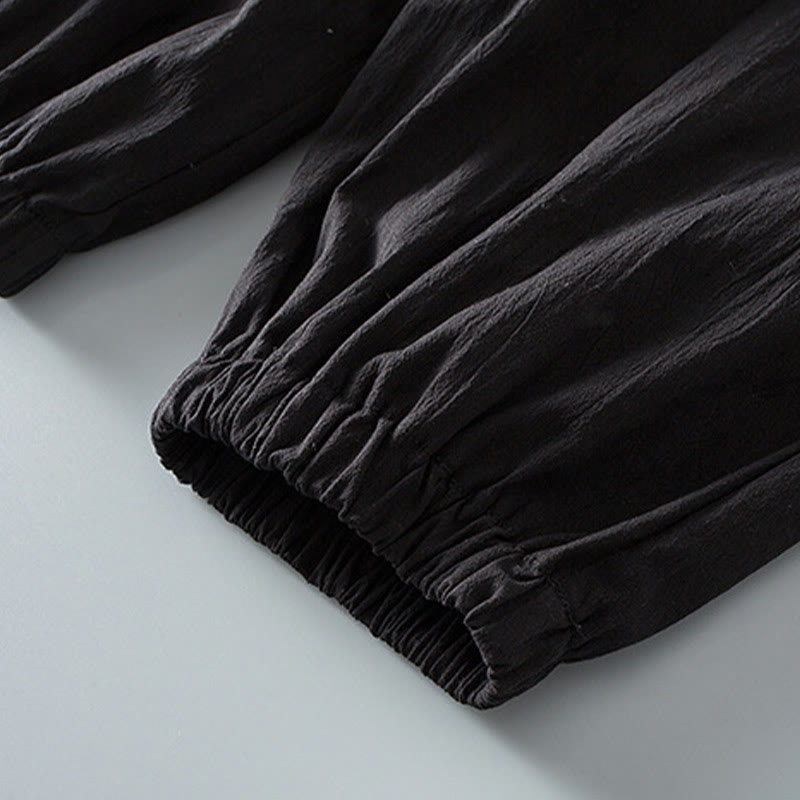 Buddha Stones Tang Frog-Button Three Quarter Sleeve Shirt Pants Men's Suit - image 12