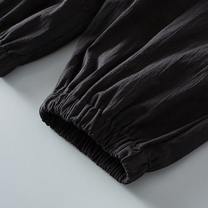 Buddha Stones Tang Frog-Button Three Quarter Sleeve Shirt Pants Men's Suit - image 12