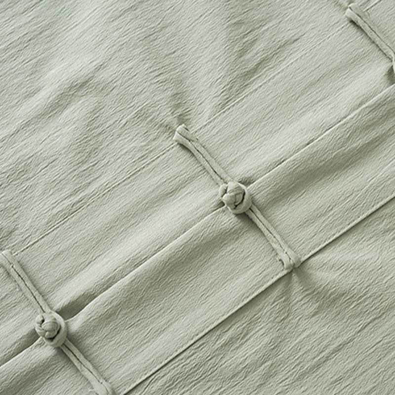 Buddha Stones Tang Frog-Button Three Quarter Sleeve Shirt Pants Men's Suit - image 8