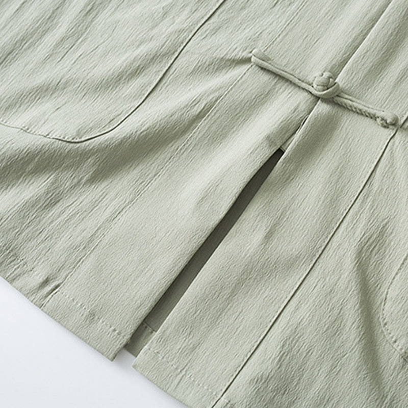 Buddha Stones Tang Frog-Button Three Quarter Sleeve Shirt Pants Men's Suit - image 11