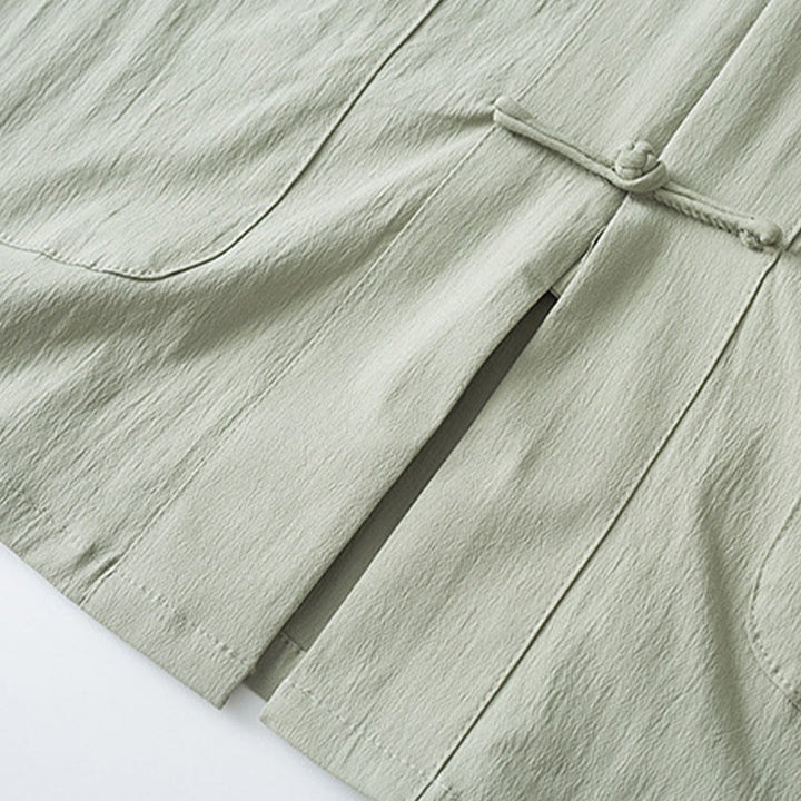 Buddha Stones Tang Frog-Button Three Quarter Sleeve Shirt Pants Men's Suit - image 11