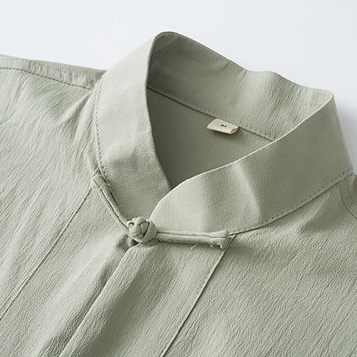 Buddha Stones Tang Frog-Button Three Quarter Sleeve Shirt Pants Men's Suit - image 7