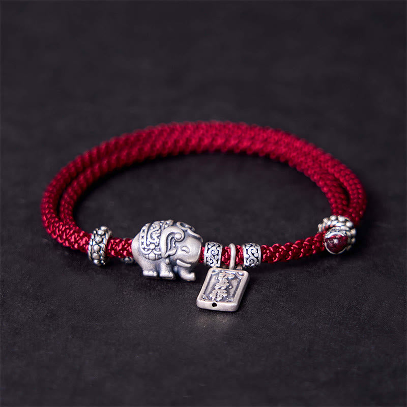 Buddha Stones 925 Sterling Silver Elephant Safe And Well Amulet Charm Strength Bracelet - Red(Wrist Circumference 15-21cm) - image 16