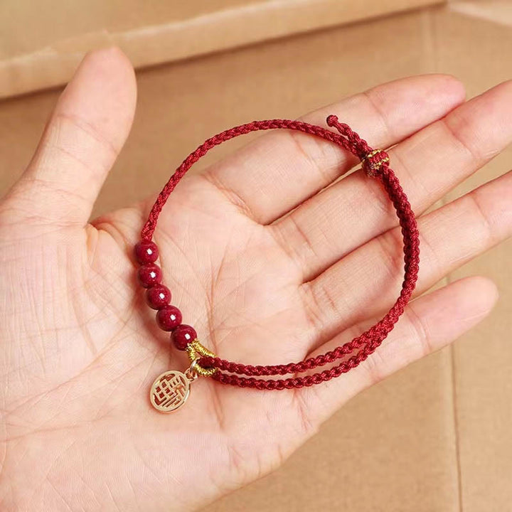 Buddha Stones Cinnabar Fu Character Beads Blessing Red String Handmade Braided Bracelet - image 11