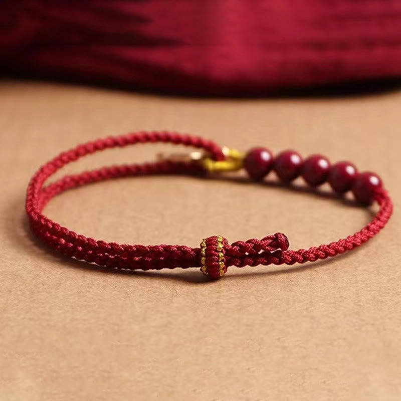 Buddha Stones Cinnabar Fu Character Beads Blessing Red String Handmade Braided Bracelet - image 3