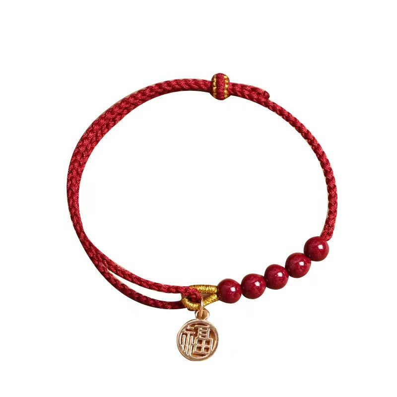 Buddha Stones Cinnabar Fu Character Beads Blessing Red String Handmade Braided Bracelet - image 12