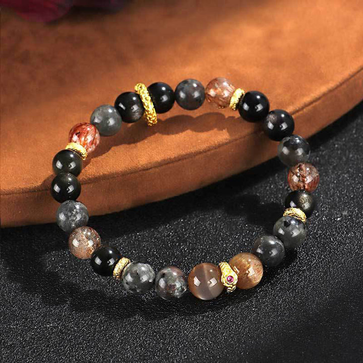 Buddha Stones Sun Stone Lava Rock Positive Bracelet - image 1