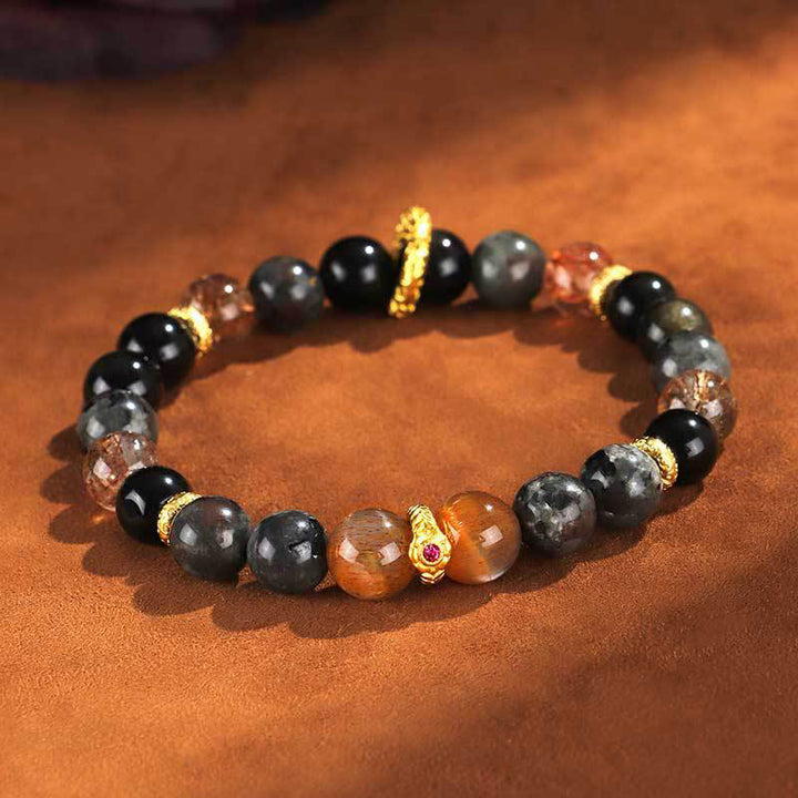 Buddha Stones Sun Stone Lava Rock Positive Bracelet - Inner Diameter 53mm (Wrist Circumference 14-15cm) - image 0