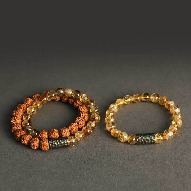Buddha Stones Citrine Sandalwood Bodhi Seed Protection Double Wrap Bracelet - image 13