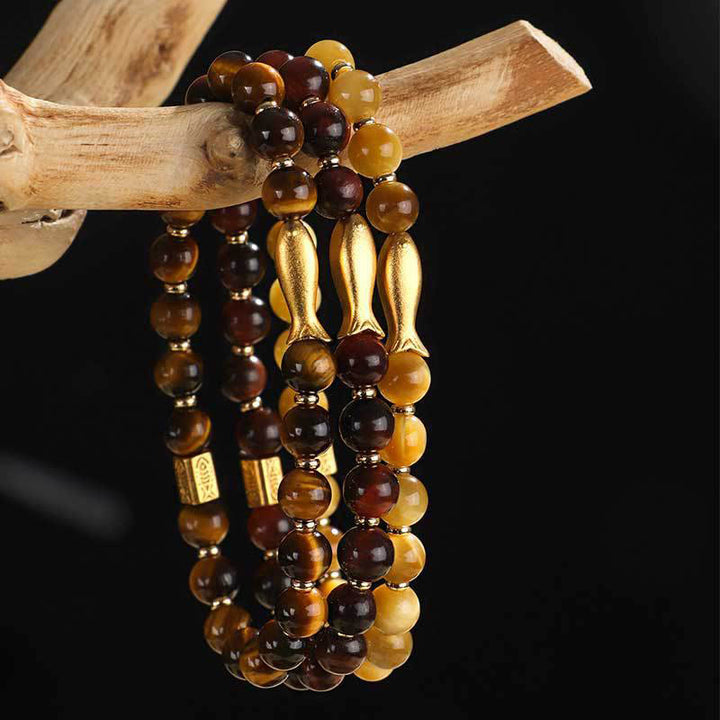 Buddha Stones Tiger Eye Koi Fish Courage Bracelet - image 14