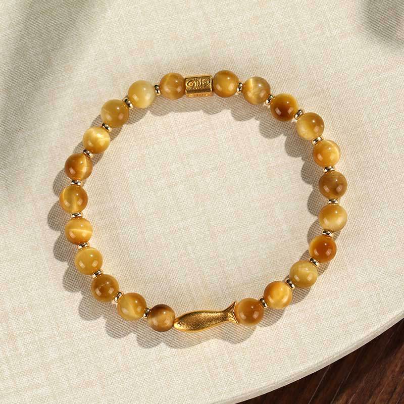 Buddha Stones Tiger Eye Koi Fish Courage Bracelet - image 10