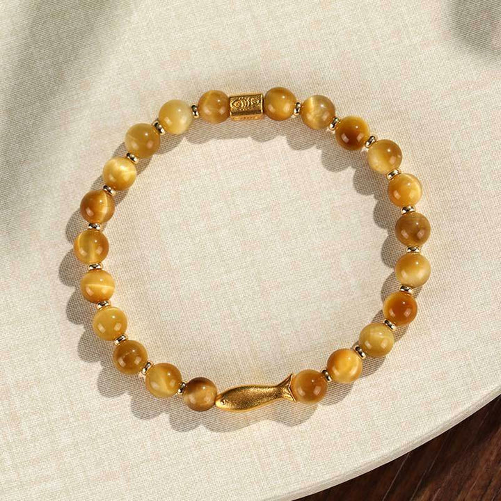 Buddha Stones Tiger Eye Koi Fish Courage Bracelet - image 10