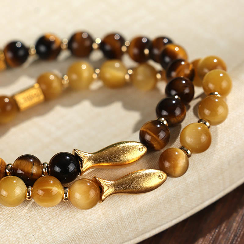 Buddha Stones Tiger Eye Koi Fish Courage Bracelet - image 13