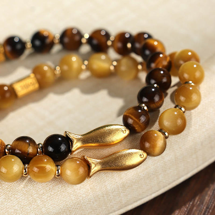 Buddha Stones Tiger Eye Koi Fish Courage Bracelet - image 13