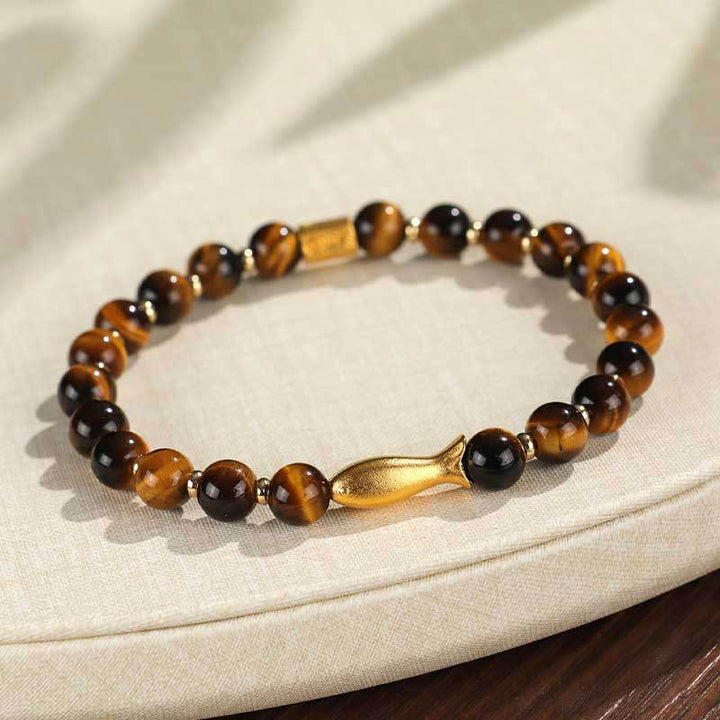 Buddha Stones Tiger Eye Koi Fish Courage Bracelet - Yellow Tiger Eye (Wrist Circumference 14-16cm) - image 4