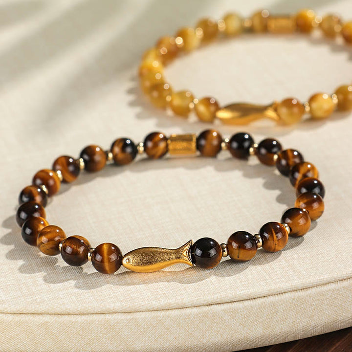 Buddha Stones Tiger Eye Koi Fish Courage Bracelet - image 12