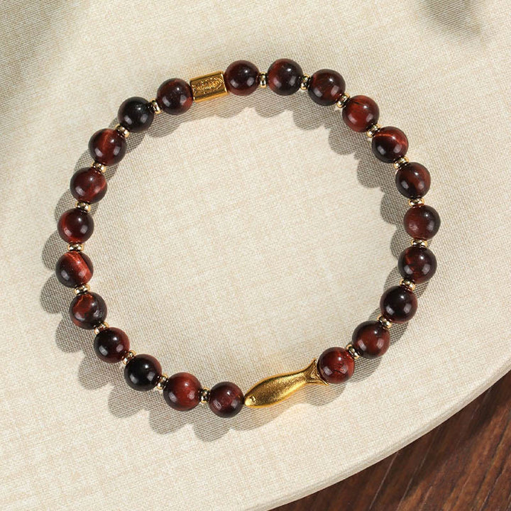 Buddha Stones Tiger Eye Koi Fish Courage Bracelet - image 1