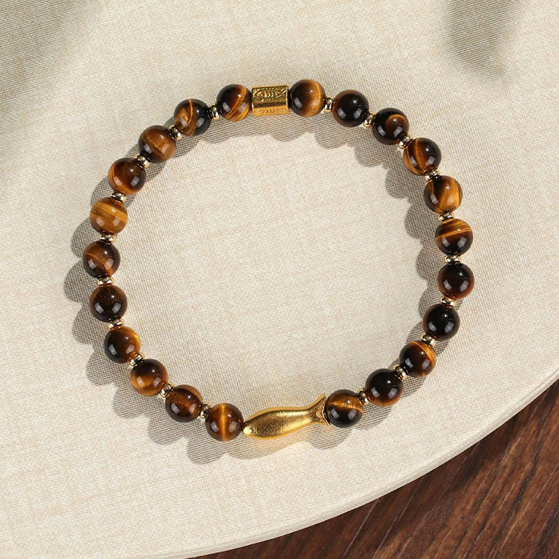 Buddha Stones Tiger Eye Koi Fish Courage Bracelet - image 7