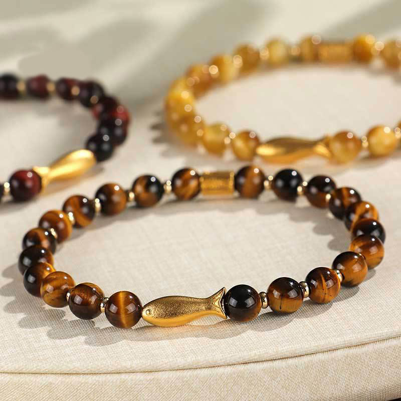 Buddha Stones Tiger Eye Koi Fish Courage Bracelet - image 15