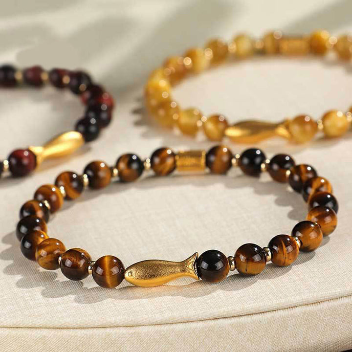 Buddha Stones Tiger Eye Koi Fish Courage Bracelet - image 15