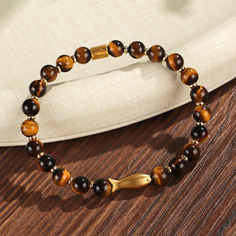 Buddha Stones Tiger Eye Koi Fish Courage Bracelet - image 8