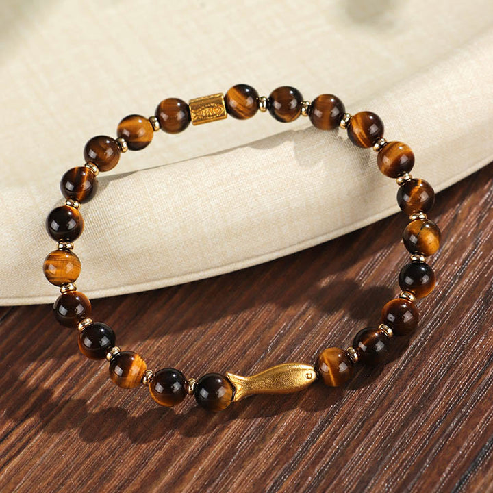 Buddha Stones Tiger Eye Koi Fish Courage Bracelet - image 8