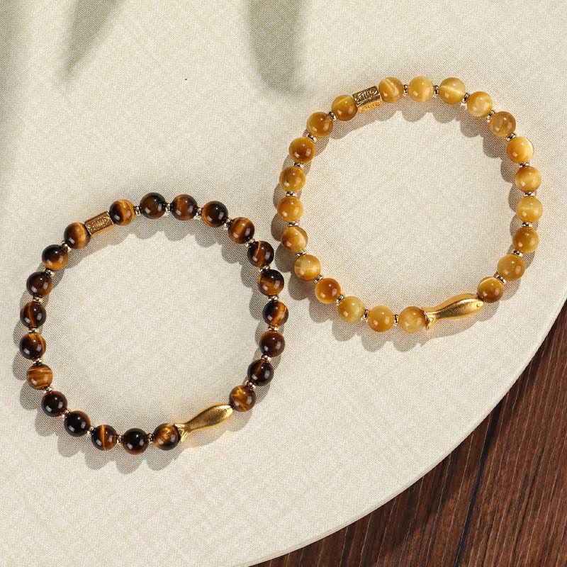Buddha Stones Tiger Eye Koi Fish Courage Bracelet - image 11