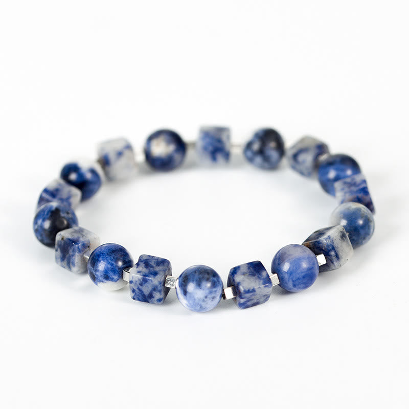 Buddha Stones Various Crystals Black Obsidian Purification Bracelet - Sodalite(Wrist Circumference: 14-16cm) - image 2