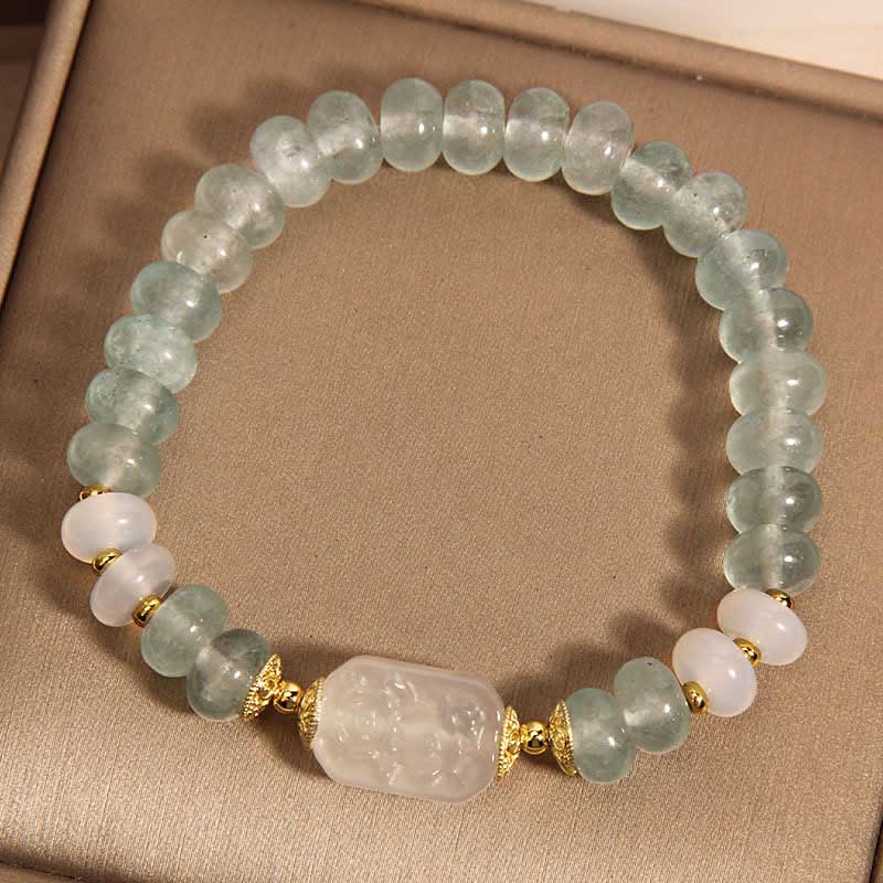 Buddha Stones Aquamarine Jade Abacus Beads Serenity Bracelet - image 2