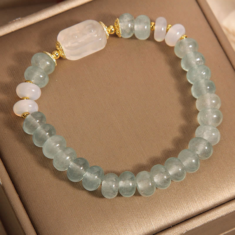 Buddha Stones Aquamarine Jade Abacus Beads Serenity Bracelet - image 3