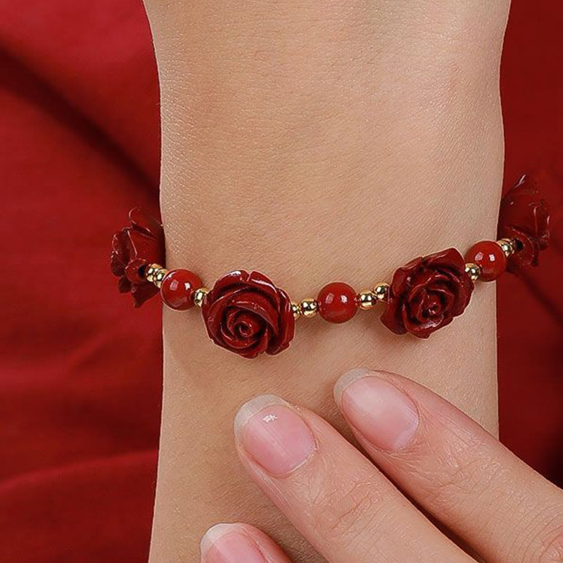 Buddha Stones Cinnabar Rose Blessing Bracelet - image 4