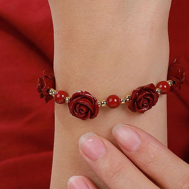 Buddha Stones Cinnabar Rose Blessing Bracelet - image 4
