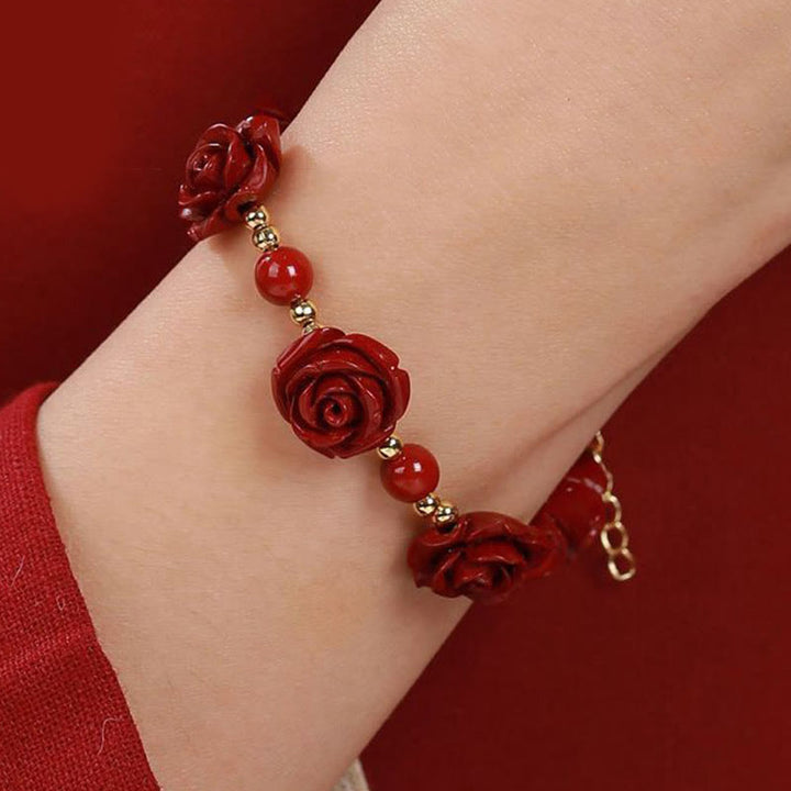 Buddha Stones Cinnabar Rose Blessing Bracelet - image 3