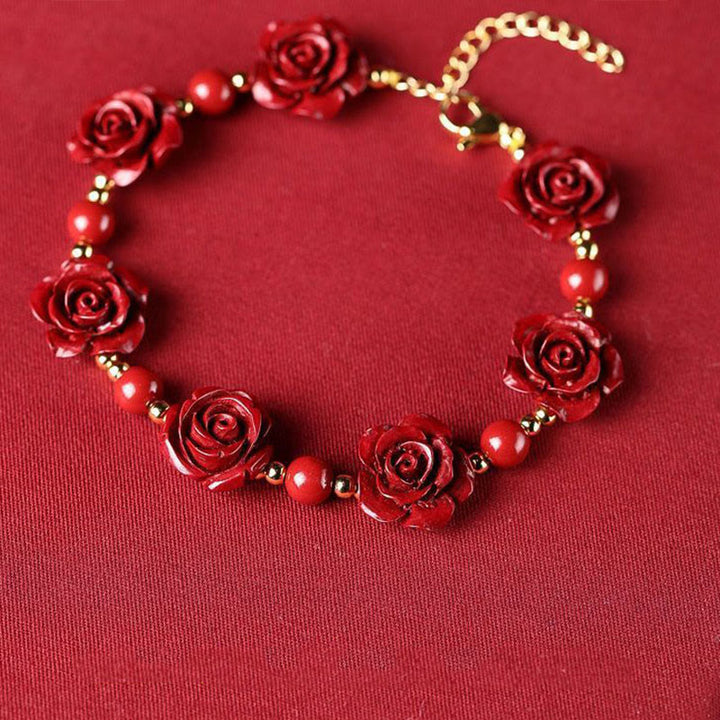 Buddha Stones Cinnabar Rose Blessing Bracelet - image 2
