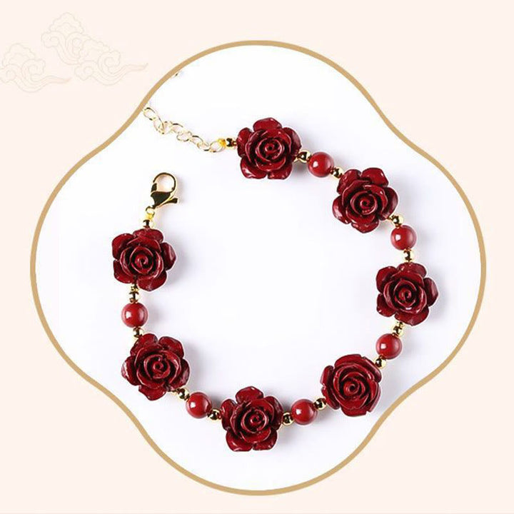 Buddha Stones Cinnabar Rose Blessing Bracelet - image 5